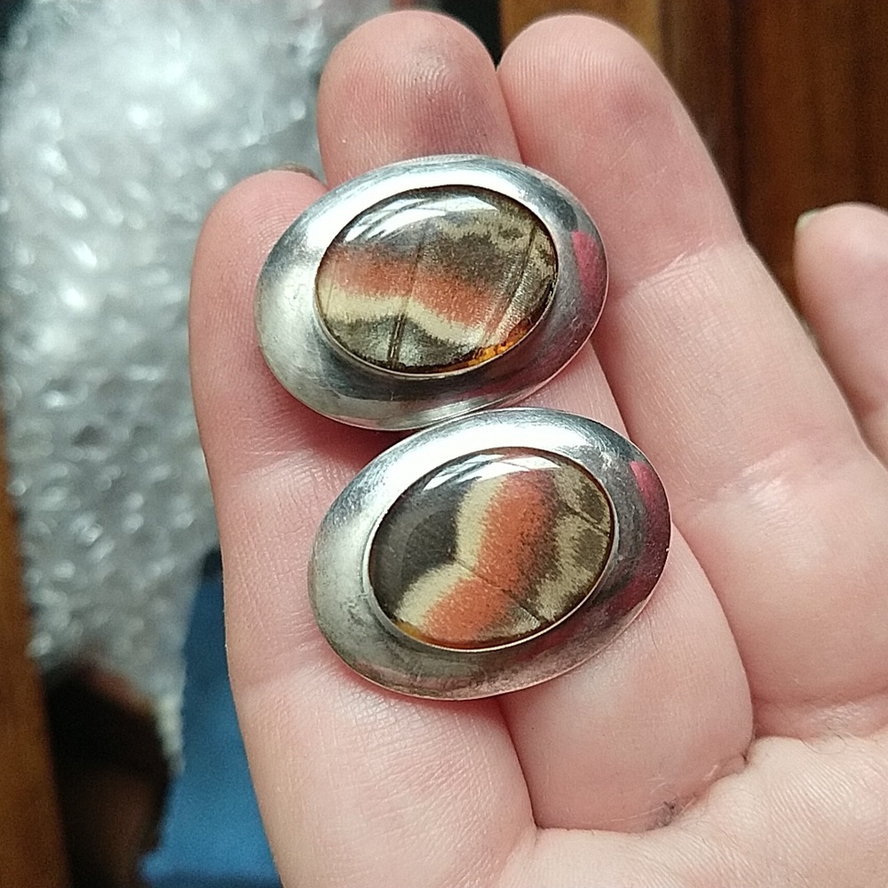 Vintage sterling silver 925 butterfly wing stud earrings